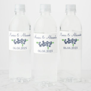 Bosbessen Blauwe Bes Vruchten Zomer Bruiloft Waterfles Etiket