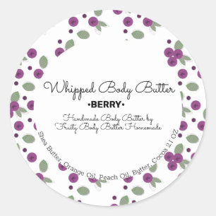 Bosbessen Body Butter Bad Branding Klassiek Rond Ronde Sticker