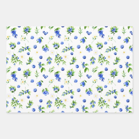 Bosbessen en gebladerte patroon inpakpapier vel (Voorkant 2)
