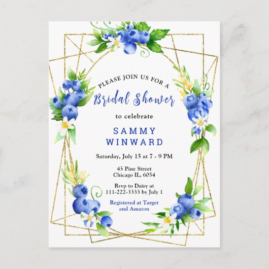 Bosbessen en gebladerte Vrijgezellenfeest Briefkaart (Voorkant)