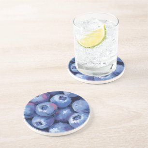 Bosbessen Fruit Aquarel Schildering Zandsteen Onderzetter