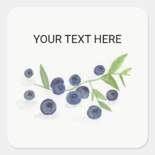 Bosbessen fruit keuken aquarel voedsel rustiek vierkante sticker