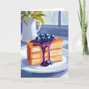 Bosbessen Gebak Dessert Cake Waterverf Kaart