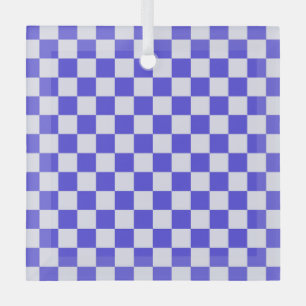 Bosbessencrème schaakbordpatroon glas ornament