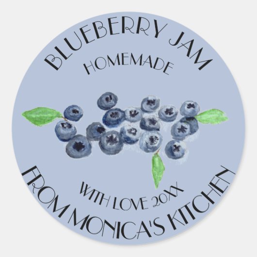 Bosbessenjam Aquarel Fruit Keuken Label (Voorkant)