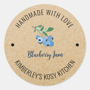 Bosbessenjam Handgemaakt met Liefde Kraft Ronde Sticker