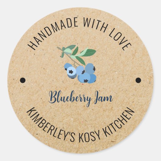 Bosbessenjam Handgemaakt met Liefde Ronde Sticker (Voorkant)