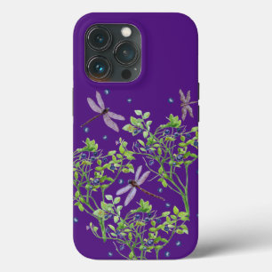 Bosbessenpatroon met libellen iPhone 13 pro hoesje