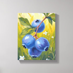 Bosbesstruik Fruit Aquarel Schilderij Canvas Afdruk