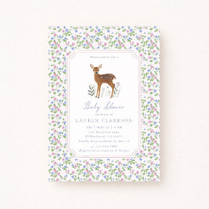 Bosbloem Kleine Ree Baby Shower Uitnodiging