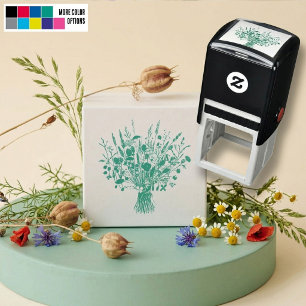 Bosbloemboeket Botanische Huwelijksbriefpapier Zelfinktende Stempel