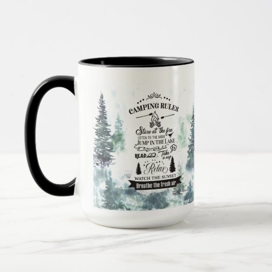 Bosbomen Camping Regels Monogram Mok (Links)