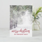 Bosbomen in wintersneeuw Kerstmis Feestdagenkaart (Staand voorkant)