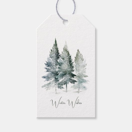 Bosbomen Kerstmis Cadeaulabel (Voorkant)