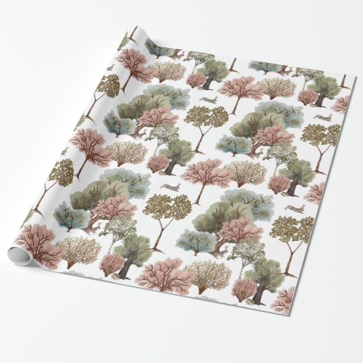 Bosbomen Konijnen Cadeaupapier (Uitgerold)