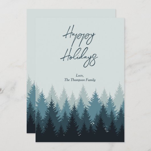 Bosbomen Saliegroen Landschap Prettige Feestdagen  Feestdagenkaart (Voorkant / Achterkant)