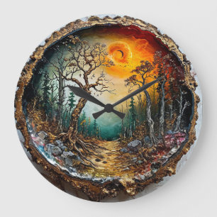Bosbomen zonsondergang grote klok