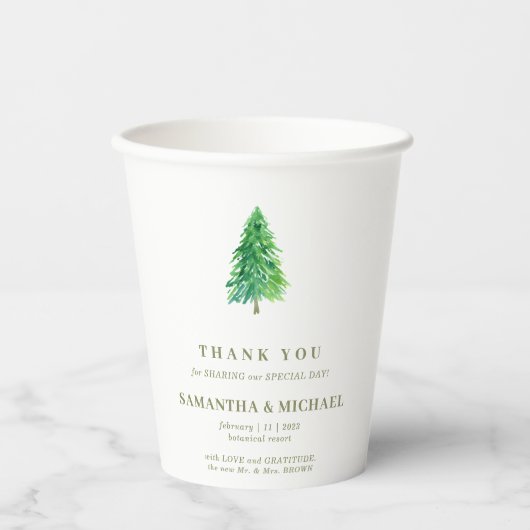 Bosboom Bloem Minimale Drink Bruiloft Papieren Bekers (Voorkant)