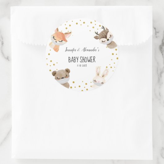 Bosbos Baby shower Ronde Sticker (Tas)