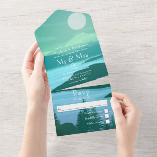 Bosbos in het meer van het bos in één uitnodiging