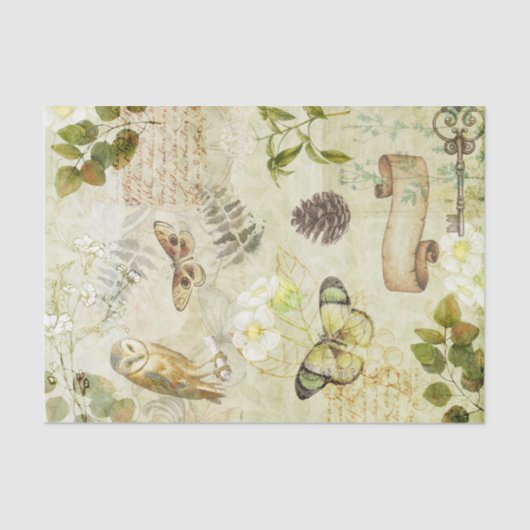 Bosbos Wildlife Owl Butterfly Decoupage Tissuepapier (Voorkant)