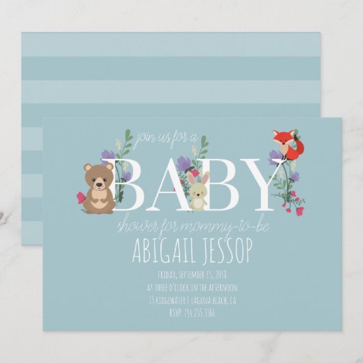 Bosbossen Baby shower Invitation Kaart (Voorkant / Achterkant)