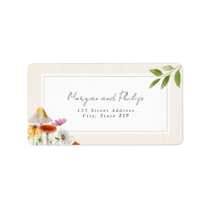 Bosbossen champignon Floral Wedding Etiket