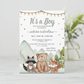 Bosbossen Dieren Het is een jongen Rustic Kaart (Staand voorkant)