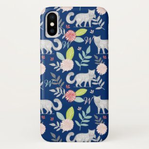 Bosbossen Fox en Floral Foliage Monogram iPhone XS Hoesje