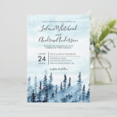 Bosbossen Waterverf Blue Wedding Kaart (Staand voorkant)