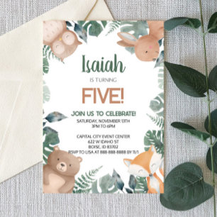 Bosbossen Wilde dierentuin Birthday Party Kaart