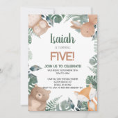 Bosbossen Wilde dierentuin Birthday Party Kaart (Voorkant)