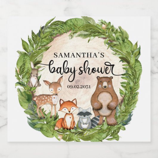 Bosbouwbossen baby shower van houtsnok sparkling wijnetiket (Enkel label)
