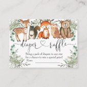 Bosbouwdieren Baby shower Diaper Raffle Informatiekaartje (Voorkant)