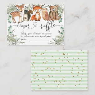 Bosbouwdieren Baby shower Diaper Raffle Informatiekaartje