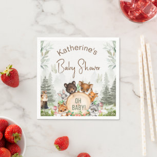 Bosbouwdieren Baby shower Servet