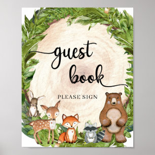 Bosbouwdieren boshout houten logboek Bezoekersboek Poster