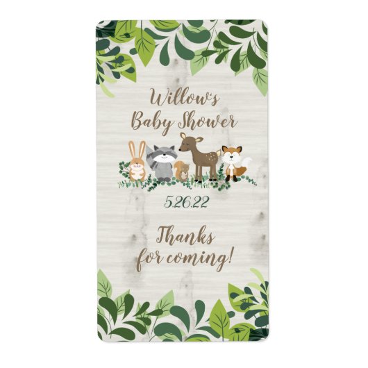 Bosbouwdieren Greenery Forest Favor Stickers (Voorkant)