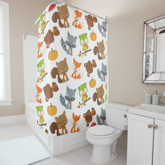 Bosbouwdieren, Herfsten Douchegordijn (In situ)