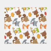 Bosbouwdieren, Herfsten Fleece Deken (Voorkant (Horizontaal))