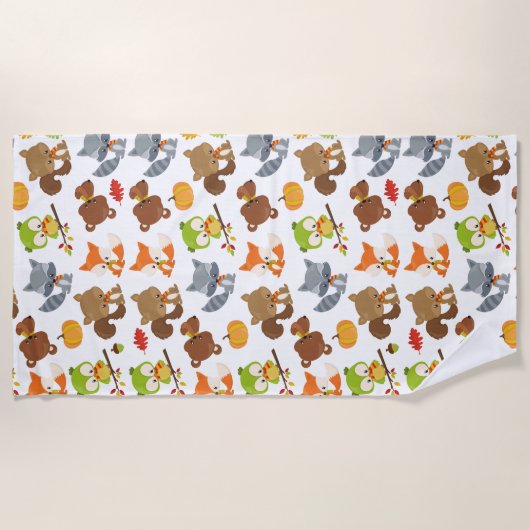 Bosbouwdieren, Herfsten Strandlaken (Voorkant)