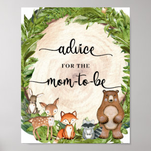Bosbouwdieren houten advies voor de moeder-te-zijn poster
