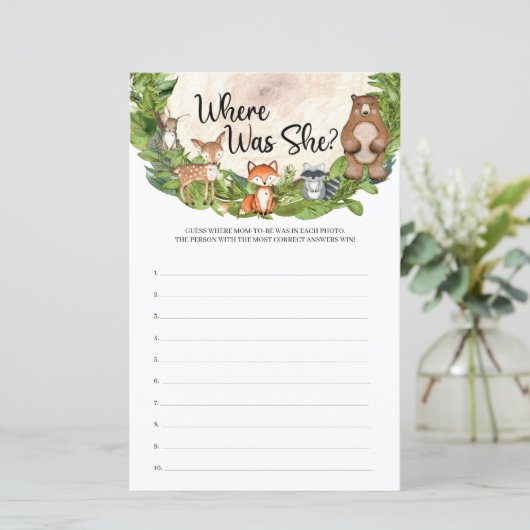 Bosbouwdieren houten slipje groen Waar was ze? (Staand voorkant)