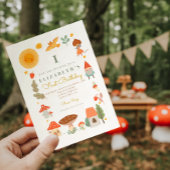 Bosbouwpaddenstoel 1-Birthday-uitnodiging Kaart