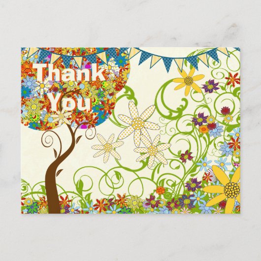 Bosbouwpatchwork Floral Fairy Tale Tree Aankondigingskaart (Voorkant)