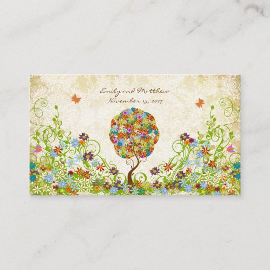 Bosbouwpatchwork Floral Fairy Tale Tree Informatiekaartje (Voorkant)