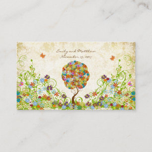 Bosbouwpatchwork Floral Fairy Tale Tree Informatiekaartje