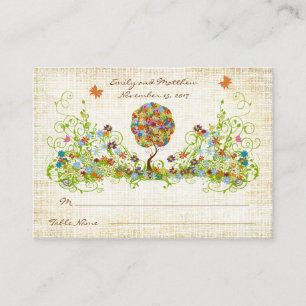 Bosbouwpatchwork Floral Fairy Tale Tree Informatiekaartje