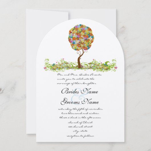 Bosbouwpatchwork Floral Fairy Tale Tree Kaart (Voorkant)