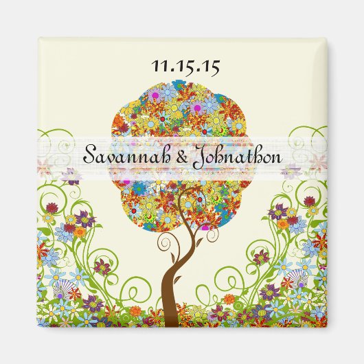 Bosbouwpatchwork Floral Fairy Tale Tree Magneet (Voorkant)